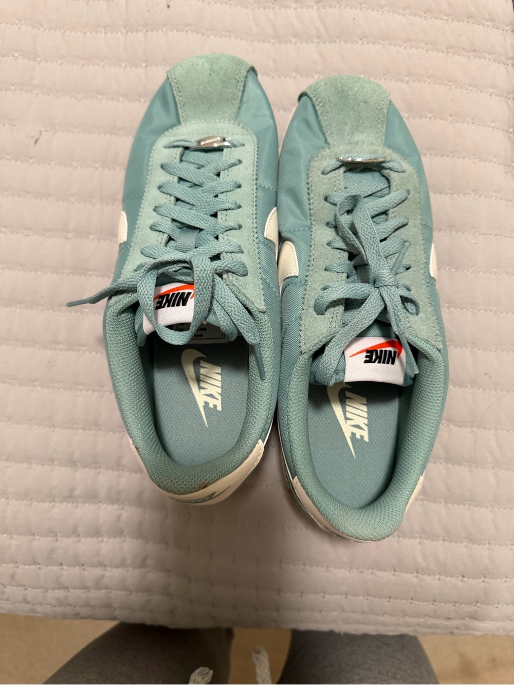Nike Light Teal Cortez Sneakers with White Swoosh